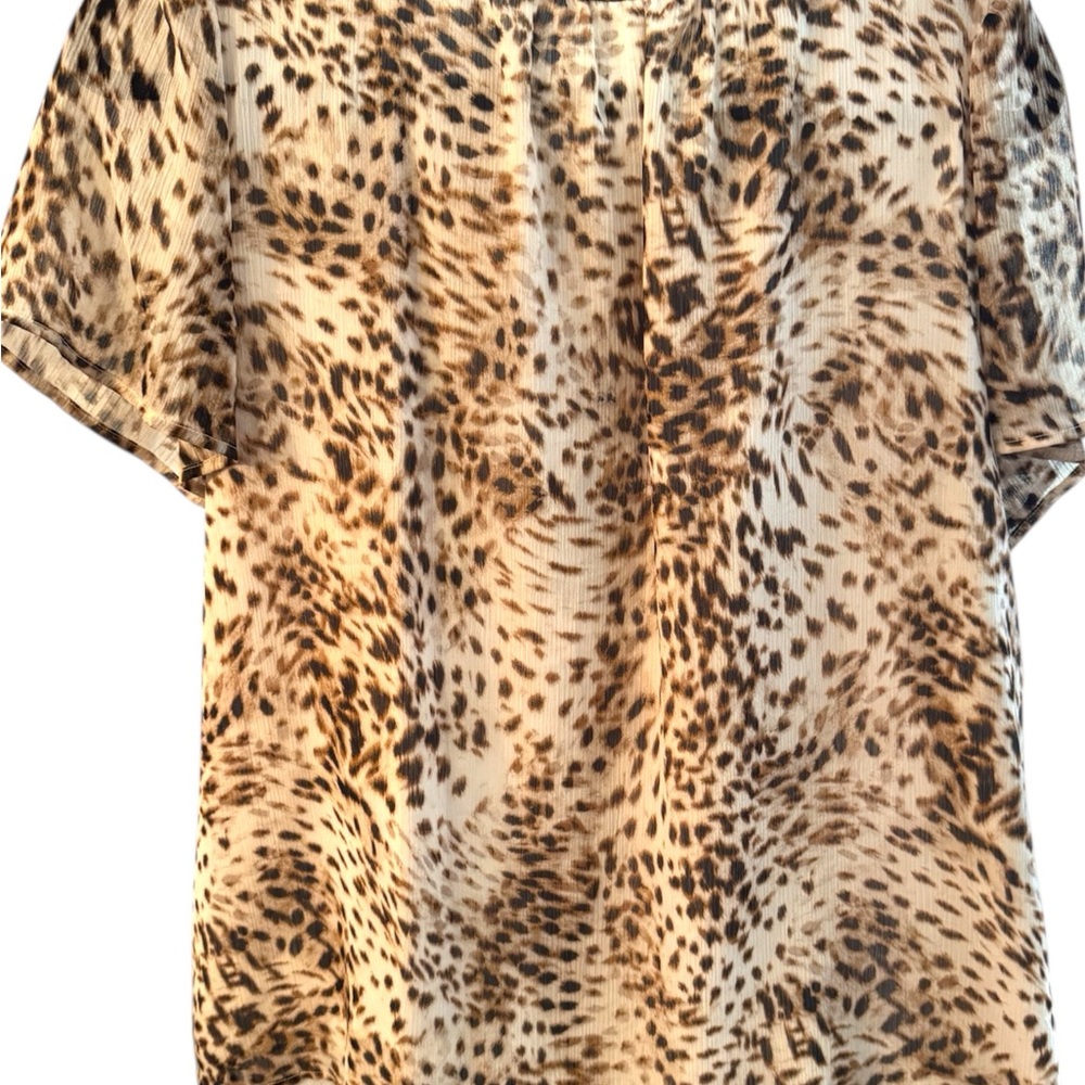 Animal Print Ruffled Sleeve Blouse with Bib Collar - Picture 6 of 6